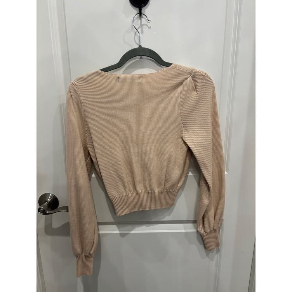 Long-Sleeve Ruched Cropped Sweater - Picture 2 of 3